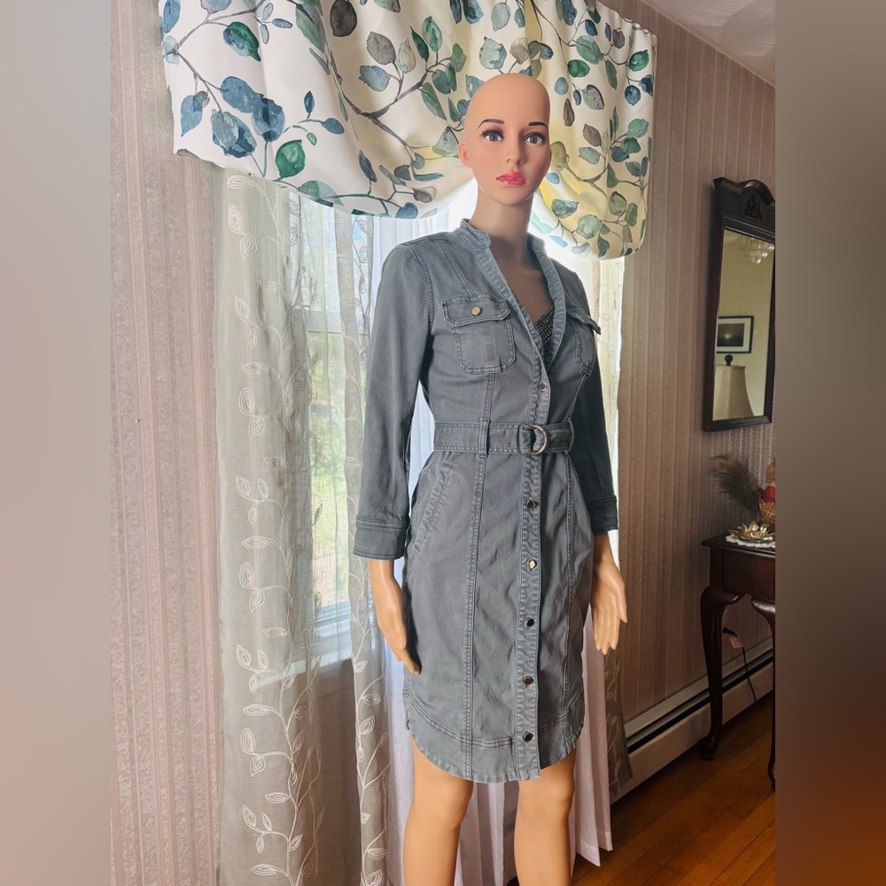 Denim dress.